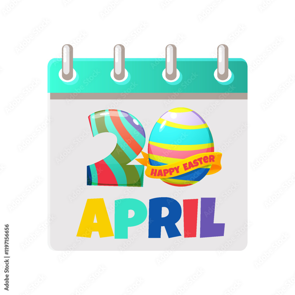 Calendar page for Easter Day. 20 April- Happy Easter Day with egg for your greeting card,calendars, stickers or icons. Happy Easter Day Calendar page for Easter Day. 20 April- Happy Easter Day with egg for your greeting card,calendars, stickers or icons. Happy Easter Day