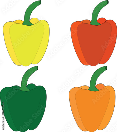 different colored capsicum vector 