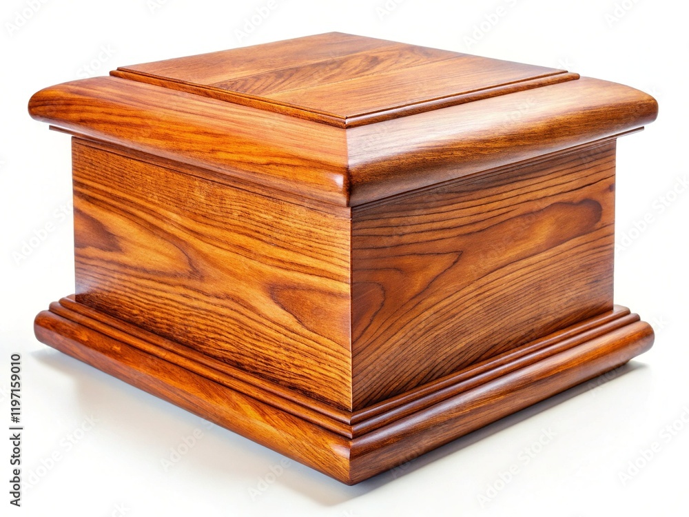 Empty Wooden Square Casket Box Isolated on White Background - Perfect for Mockups and Design Projects Empty Wooden Square Casket Box Isolated on White Background - Perfect for Mockups and Design Projects