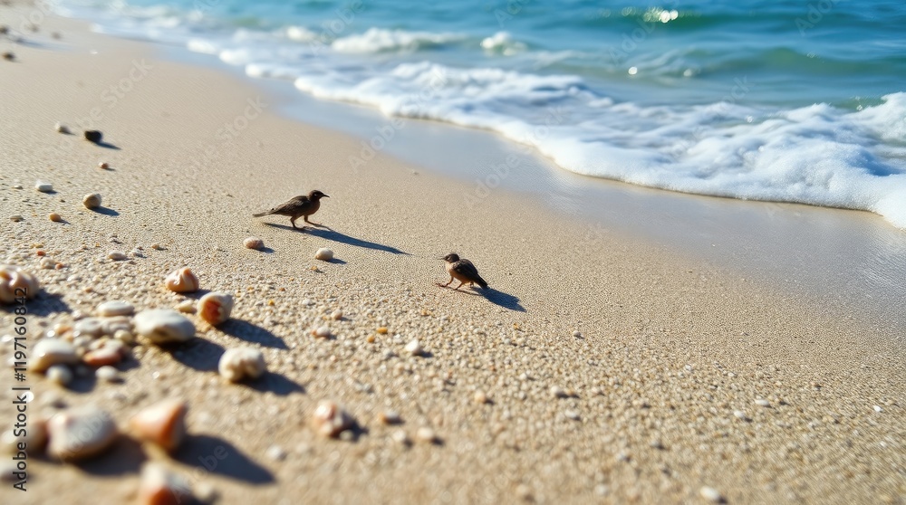 beach and sea scene. Strong, hard light creates harsh shadows. Small subject details are emphasized, rich textures and visible beach and sea scene. Strong, hard light creates harsh shadows. Small subject details are emphasized, rich textures and visible