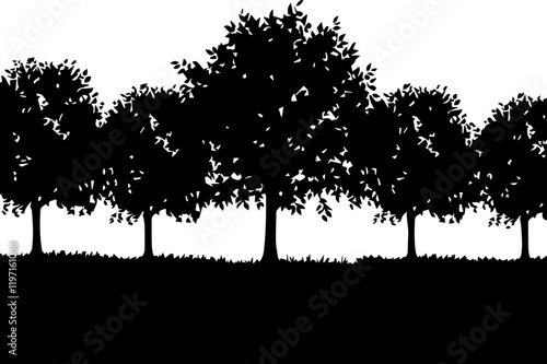 tree silhouette, tree vector image.