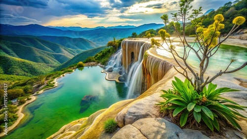 Hierve el Agua Petrified Waterfall Double Exposure Oaxaca Mexico