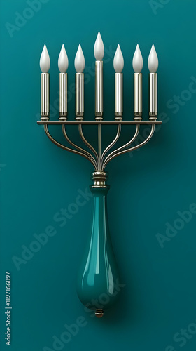 Teal Menorah 3D Render