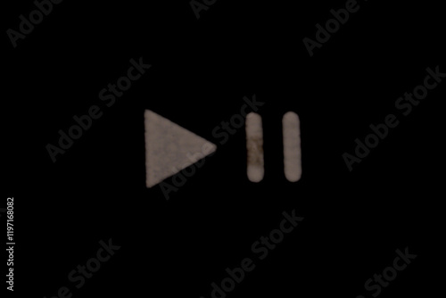 Play pause track song episode symbol in white with black background