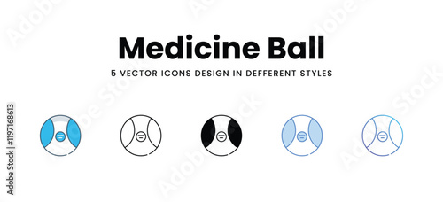 Medicine Ball icons in different style vector stock illustration