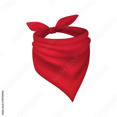 Red neck scarves, bandanas neckerchiefs and handkerchiefs isolated set. Vector realistic silk accessories, kerchieves of cowboy, western bandit, pirate or biker with different knots and drapery