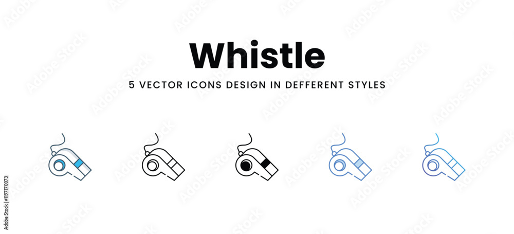 Whistle icons in different style vector stock illustration Whistle icons in different style vector stock illustration