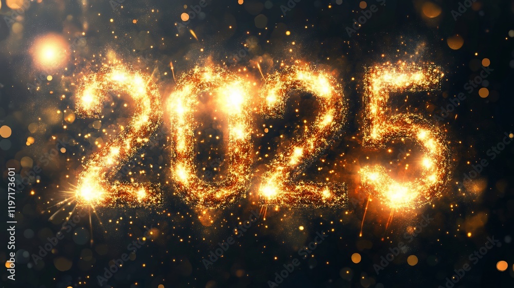 Fototapeta premium Sparkling 2025 New Year fireworks.