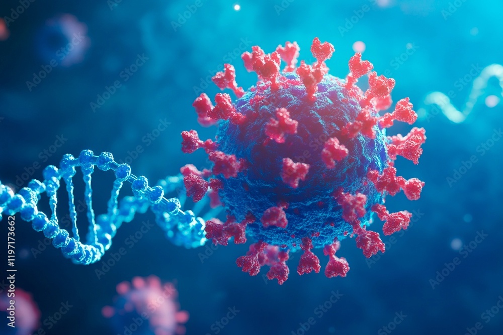 Fototapeta premium Examining the intricate structure of a virus within a molecular environment