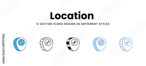 Location  icons in different style vector stock illustration