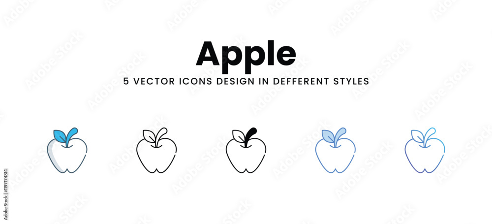 Apple icons in different style vector stock illustration Apple icons in different style vector stock illustration