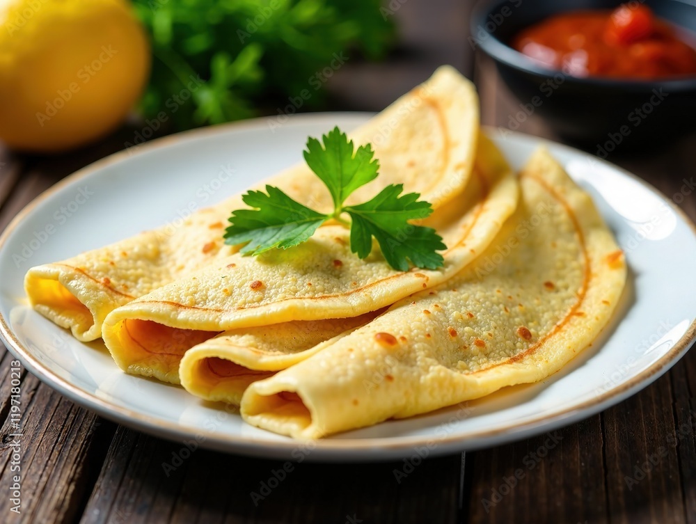 Savory Pancakes with Parsley - Delicious Breakfast Dish Savory Pancakes with Parsley - Delicious Breakfast Dish
