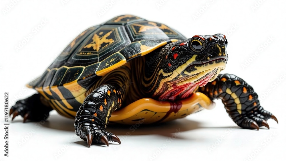 Fototapeta premium Red-Eared Slider Illness - Painful Infection Close-up