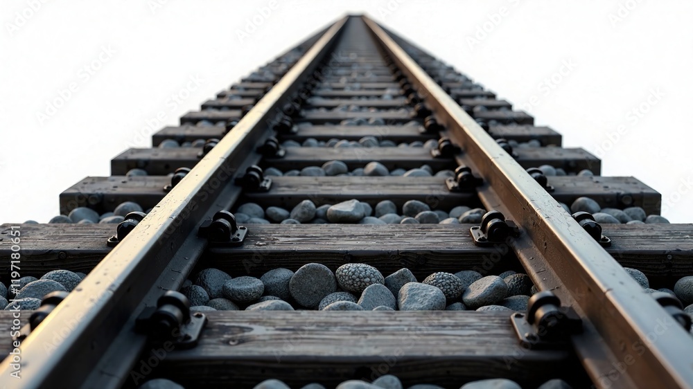 Railway Track Section - Metal Rails & Wooden Ties Railway Track Section - Metal Rails & Wooden Ties