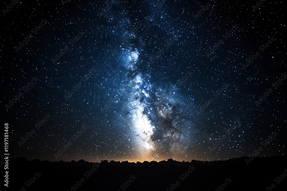 A breathtaking view of the Milky Way galaxy in the night sky. A breathtaking view of the Milky Way galaxy in the night sky.