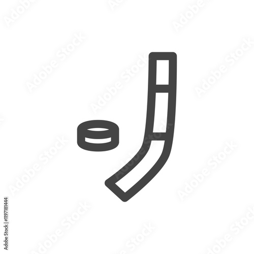 線画スポーツ関連の単品アイコン　アイスホッケー