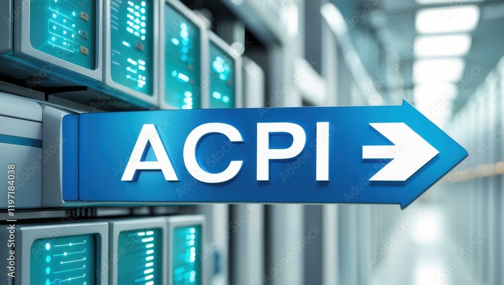 ACPI text title in center and arrow chart, quality, of, service, bandwidth, priority in vibrant blue, white, teal colors ACPI text title in center and arrow chart, quality, of, service, bandwidth, priority in vibrant blue, white, teal colors
