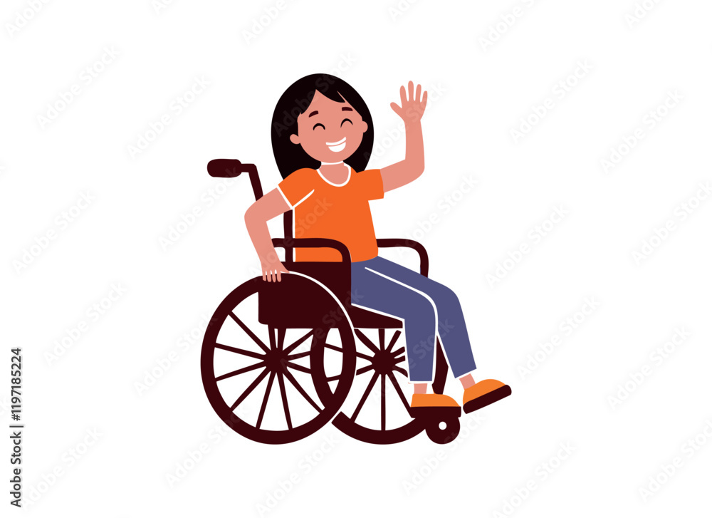 Smiling Girl in Wheelchair - Diversity and Inclusion Illustration Smiling Girl in Wheelchair - Diversity and Inclusion Illustration