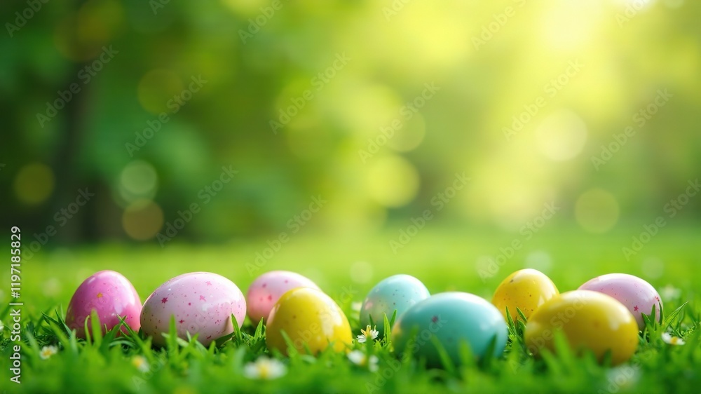 Fototapeta premium Easter Eggs in Grass - Festive Spring Scene