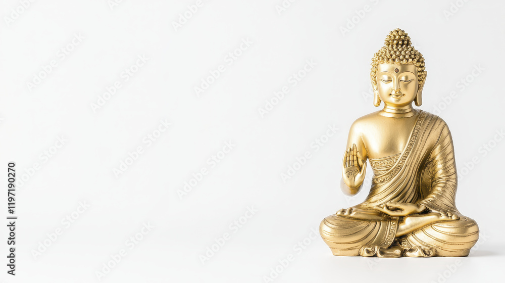 Golden Buddha statue in serene pose, symbolizing peace and tranquility Golden Buddha statue in serene pose, symbolizing peace and tranquility