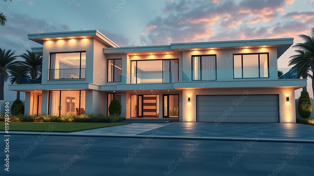Stunning Modern House with Driveway and Garage - AI Photorealistic Render Stunning Modern House with Driveway and Garage - AI Photorealistic Render