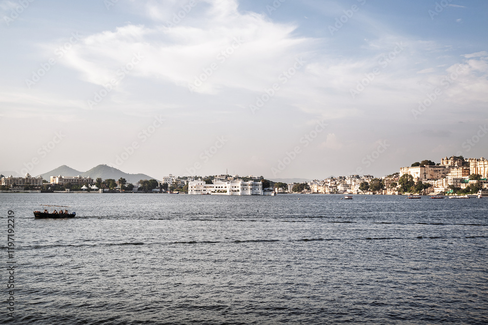 View of Udaipur city as seen from Lake Pichola, Rajasthan, India. View of Udaipur city as seen from Lake Pichola, Rajasthan, India.