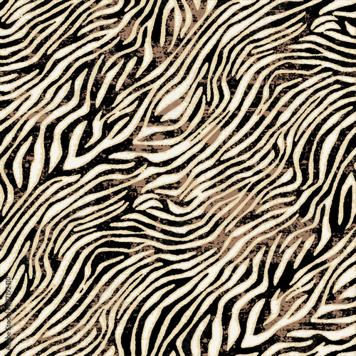 Abstract zebra skin texture wallpaper grunge vector seamless pattern for fabric shirt cloth pillow carpet wrapping 