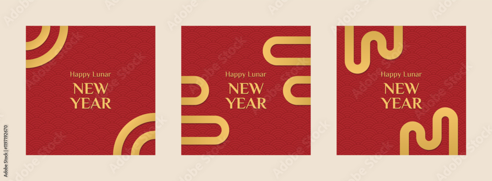 Set of square banner or cards for Chinese New Year. Set of square banner or cards for Chinese New Year.