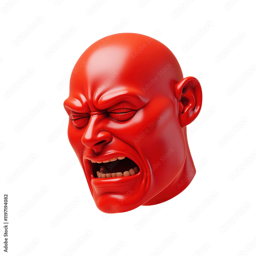 vibrant red sculpture with an exaggerated expression of anger vibrant red sculpture with an exaggerated expression of anger