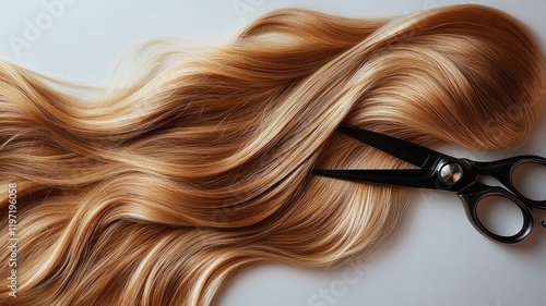 Flowing Golden Hair with Scissors