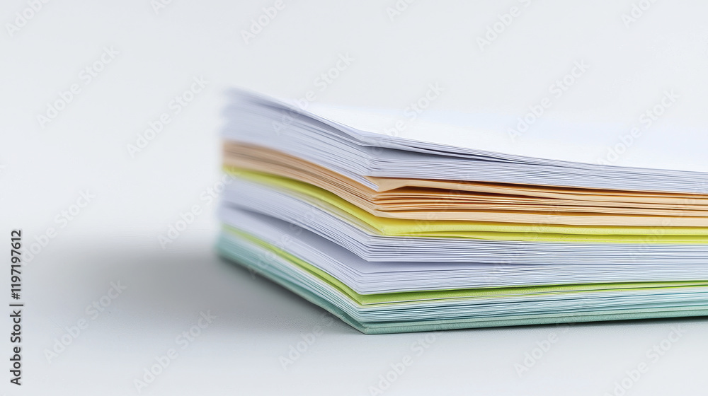Stack of colorful paper sheets in various shades, ideal for office use Stack of colorful paper sheets in various shades, ideal for office use