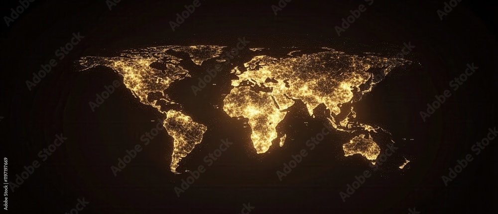 custom made wallpaper toronto digitalGolden Global Network Illuminated World Map Digital Art