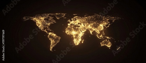 Wallpaper Mural Golden Global Network Illuminated World Map Digital Art Torontodigital.ca
