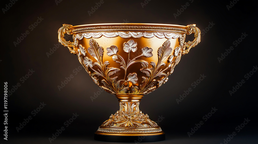 Gold championship trophy as a background for the victorious individual Gold championship trophy as a background for the victorious individual