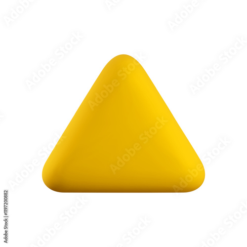 Vector Realistic 3d empty yellow triangle shape. Cartoon 3d render of warning sign, danger symbol, hazard notification isolated on white background.