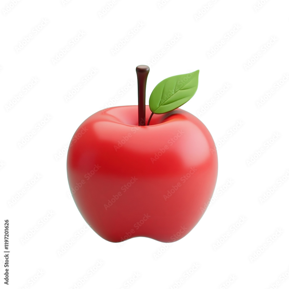 Obraz premium single ripe red with a vibrant green leaf