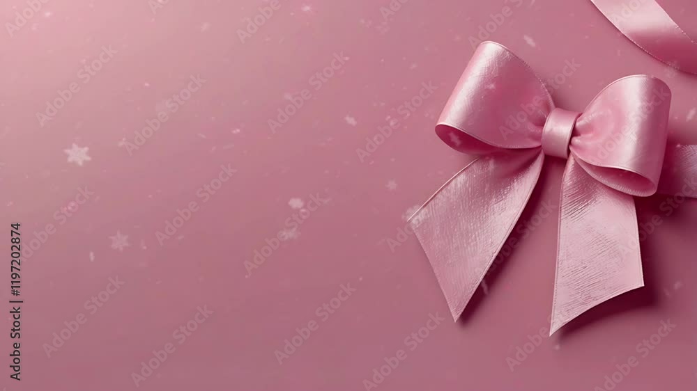 Pink ribbon and pink background with empty space. Seamless 4K looping timelapse video animation background Pink ribbon and pink background with empty space. Seamless 4K looping timelapse video animation background