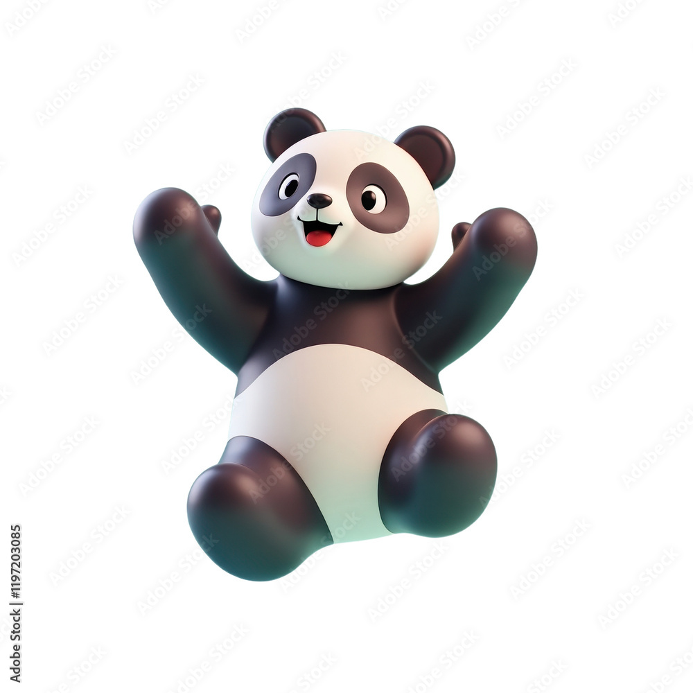 Fototapeta premium playful 3d render of a cheerful panda bear