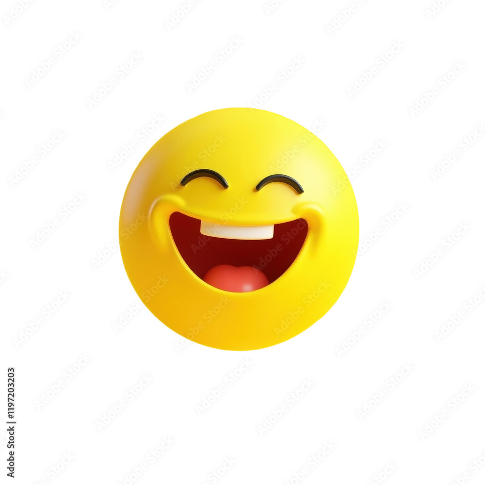 bright yellow 3d rendering of a laughing emoticon bright yellow 3d rendering of a laughing emoticon