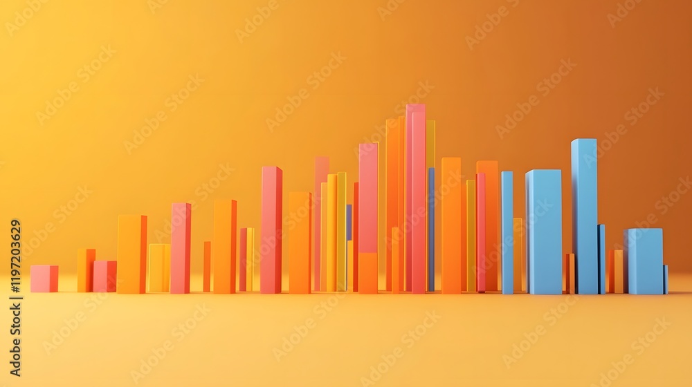 Futuristic Business Timeline Graphs on Pastel Orange Screen 3D Futuristic Business Timeline Graphs on Pastel Orange Screen 3D
