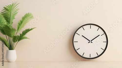 Minimalist Office Clock Decor on Pastel Wall,Modern Design