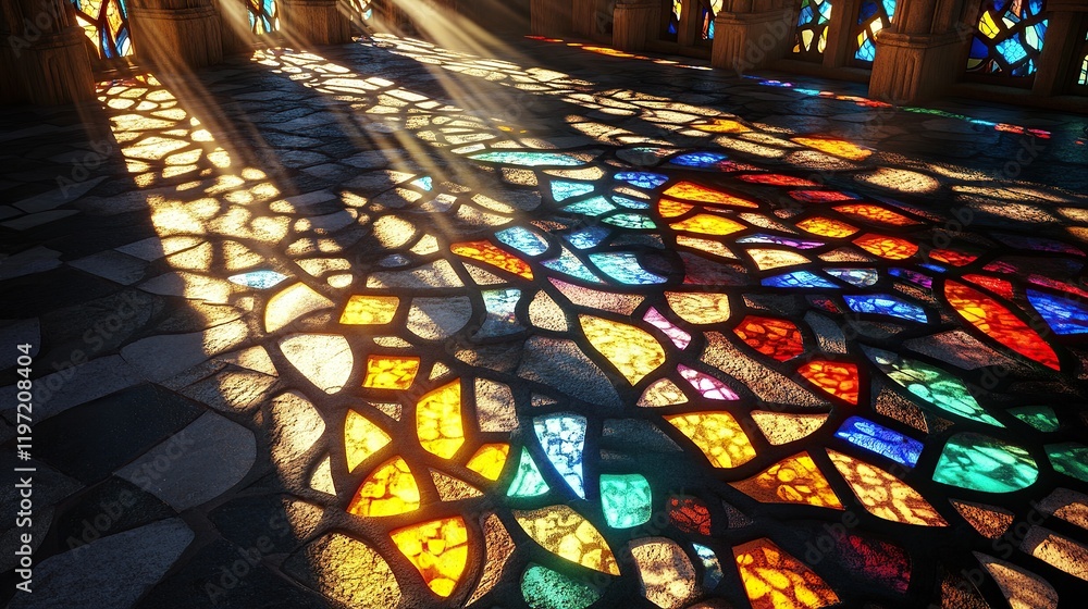 Obraz premium Typography created from intricate stained glass patterns
