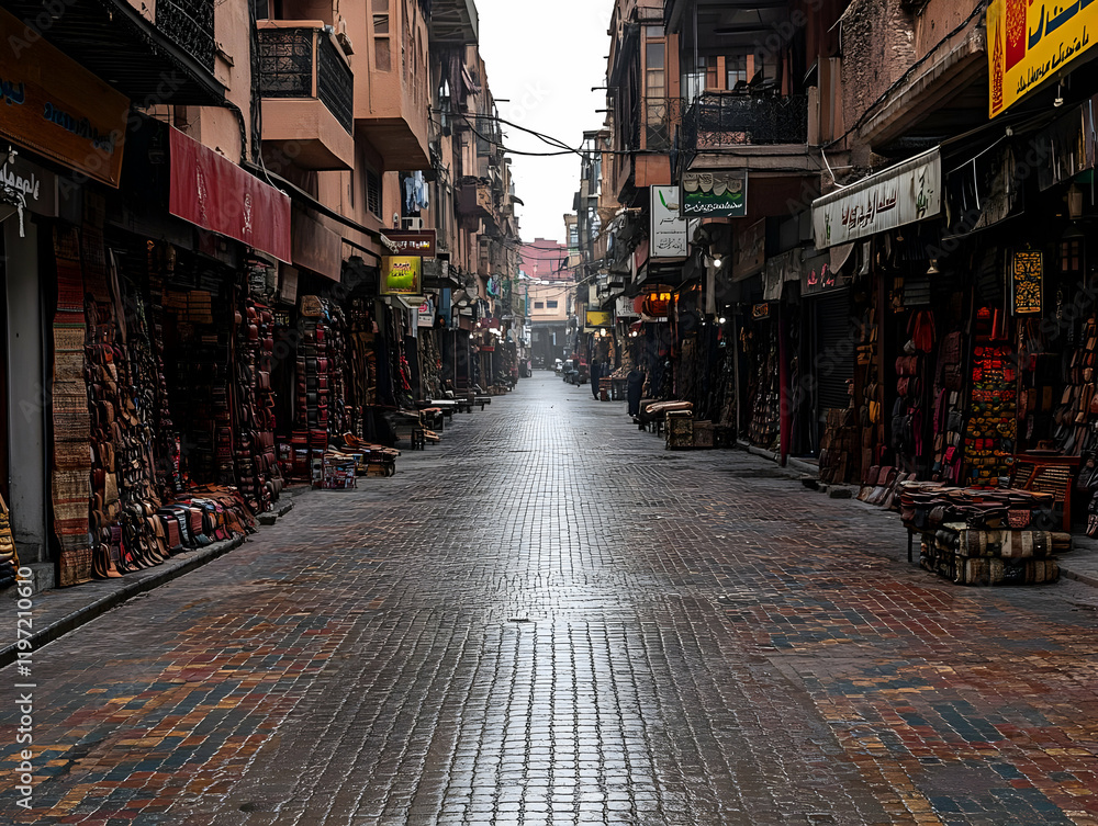 Naklejka premium Empty Market Street Realistic Photo