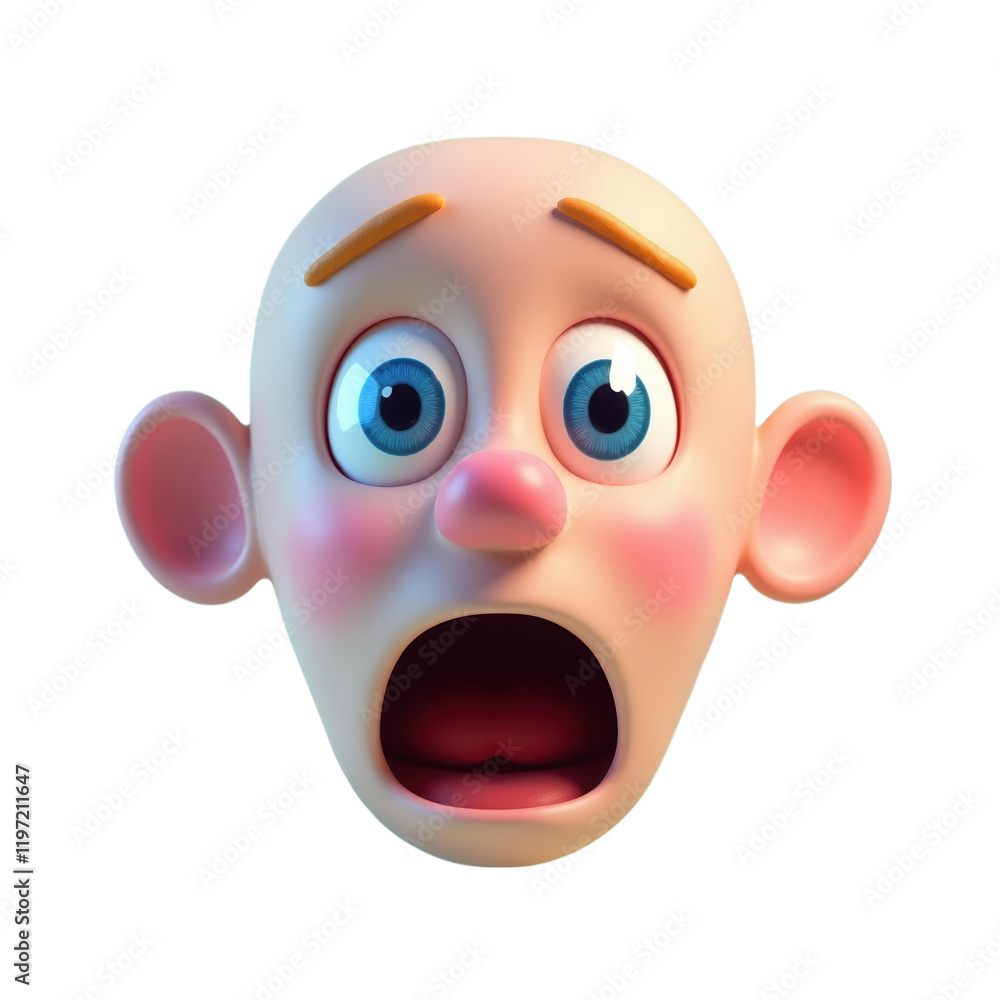 Fototapeta premium 3d rendered cartoon face showing surprise and amazement