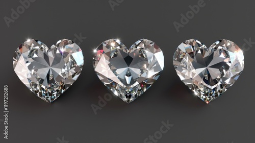Gold hearts with shiny diamonds inset.