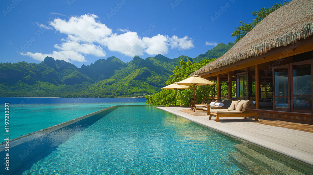 Obraz premium Immerse in the vibrant beauty of paradise with breathtaking views and pristine waters.