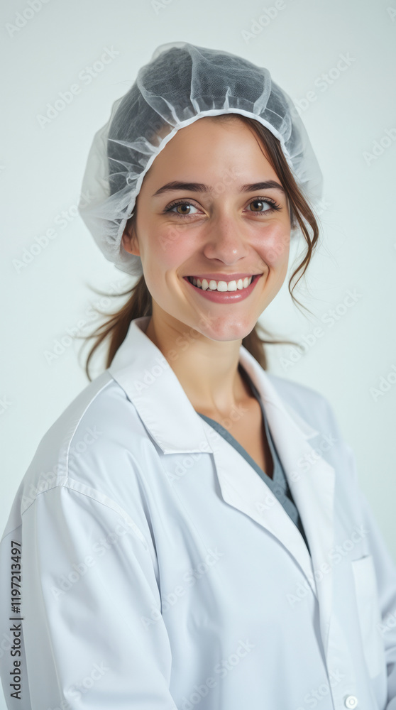 Biotechnology Scientist - A Portrait of a Young Woman with Her Hair Secured Under a Safety Cap Wearing Lab Gear Biotechnology Scientist - A Portrait of a Young Woman with Her Hair Secured Under a Safety Cap Wearing Lab Gear