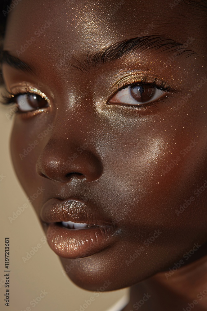 close up portrait of a natural beauty African woman suitable for cosmetic production banners close up portrait of a natural beauty African woman suitable for cosmetic production banners