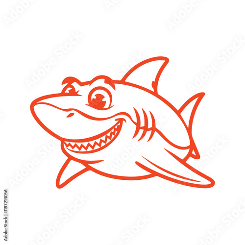 Stylized shark logo with bold text, ideal for branding, marine life themes photo