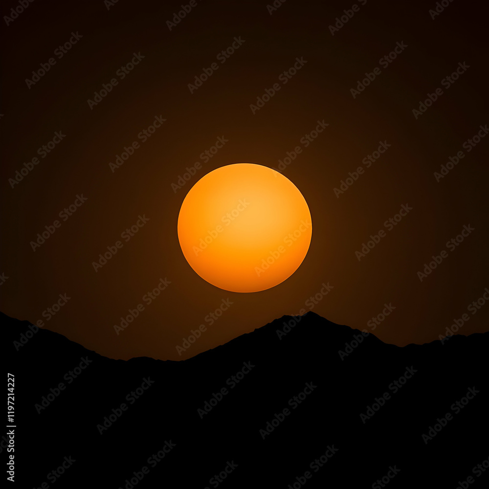 Sunset Over Mountains Realistic Image Sunset Over Mountains Realistic Image